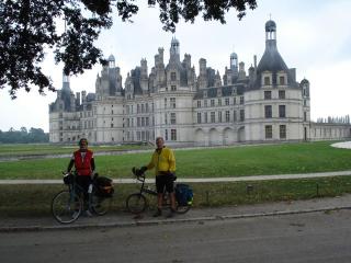 Yvette and Kevin in front of the Chateau at Chambord.